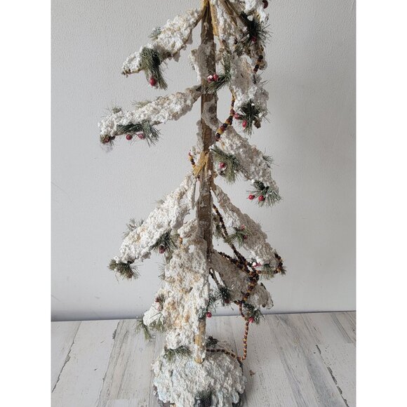 Large skinny tree branch cranberry glitter Xmas home decor vintage - Picture 3 of 14